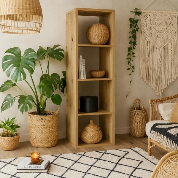 Wyld Haus Shanghai Sonoma Oak 4x1 Storage Unit 3 Shelves