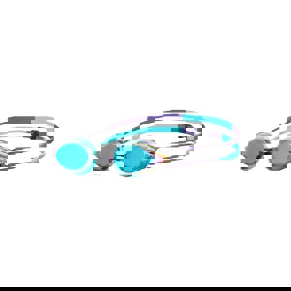 Sleek Arena Tracks mirrored lens swim goggles in blue and purple, low profile to reduce drag