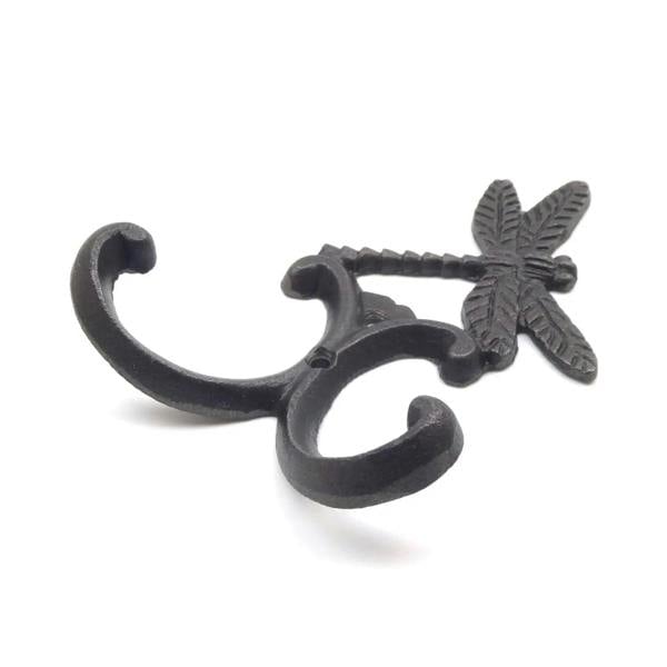 Antique Cast Iron Dragonfly Double Robe Hook - 130mm High