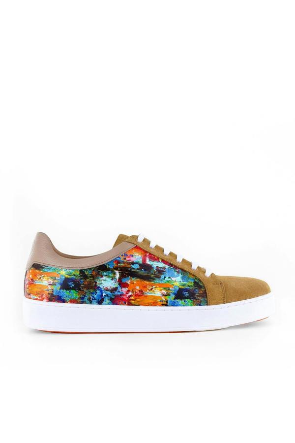 PAINT BRUSH PRINT SUEDE AND LEATHER SNEAKERS - Premium Men's Patterned Shirt by Claudio Lugli | Bold Design, Tailored Fit, Best Printed Shirts