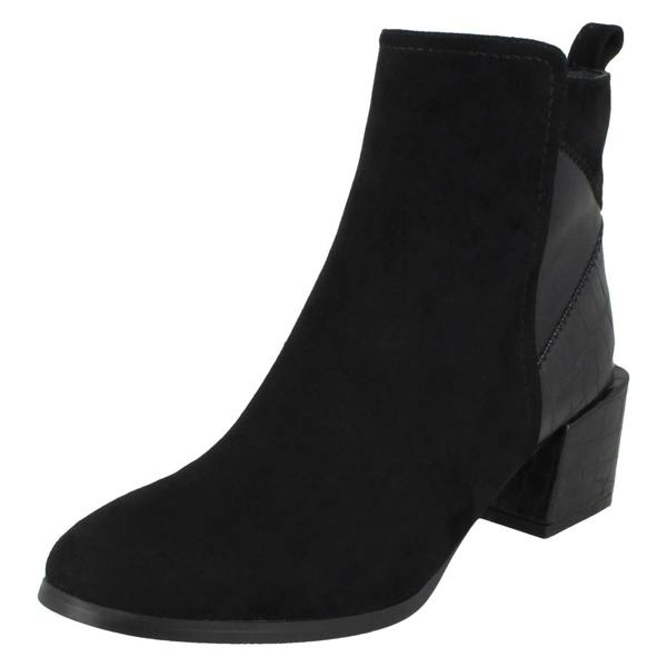 Spot On Ladies Spot On Block Heel Ankle Boots F51113