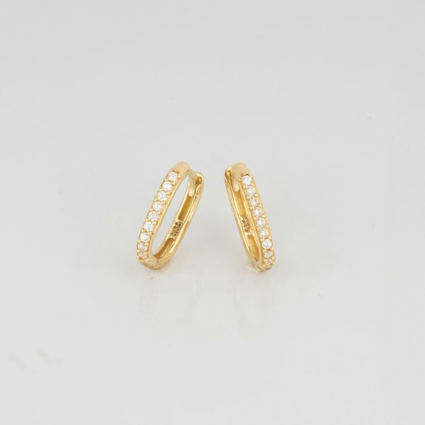Spero London Fine Pave Ovate Hoop Earrings 14ct Solid Gold
