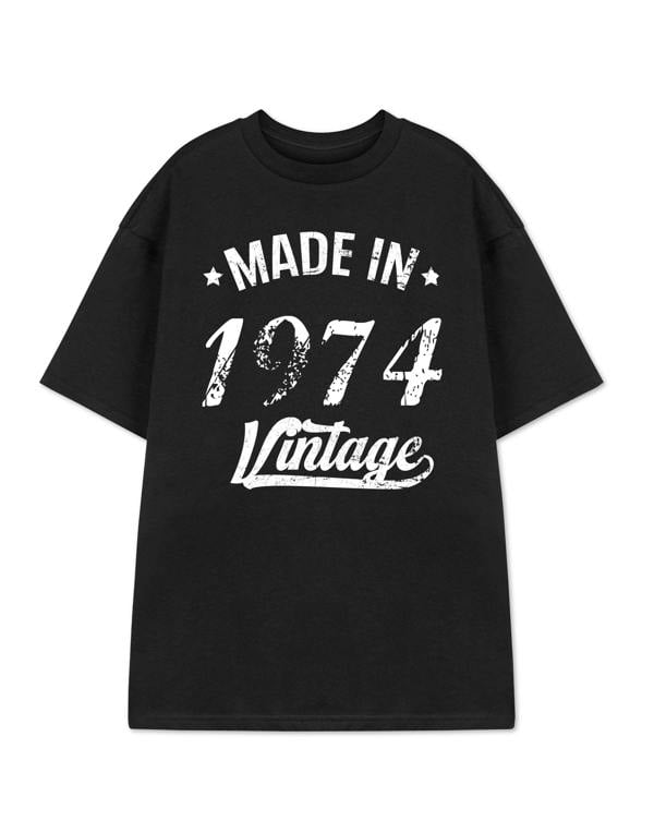 Show Me The Merch Mens Black Made In 1974 Short Sleeved T-Shirt