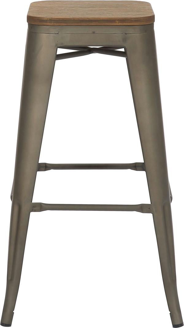 Lamboro Tolix Breakfast Bar Stool, Fixed Black Legs And Footrest, Easy Clean, Home & Kitchen Barstool, Rustic Wooden Brown