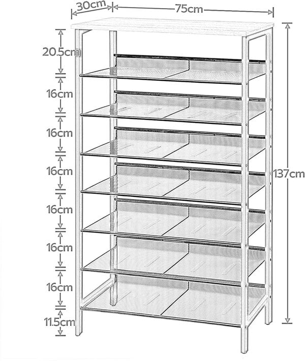 Rafaelo Mobilia Tall Shoe Shelf for 21-28 Pairs of Shoes