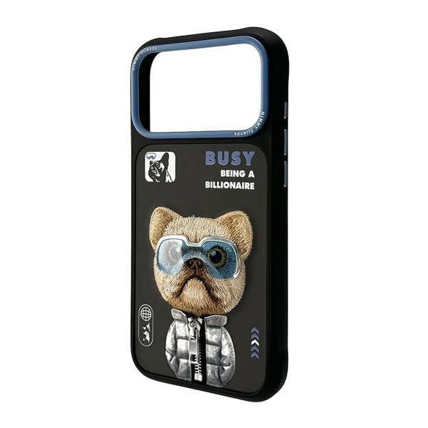 Nimmy Friends Nimmy Cool & Cute 2.0 Little Rich Tycoon Dog Case with MagSafe for iPhone 17 Pro Max 6.9" Black Blue - N-KMLL-IP17-PRO-MAX-01
