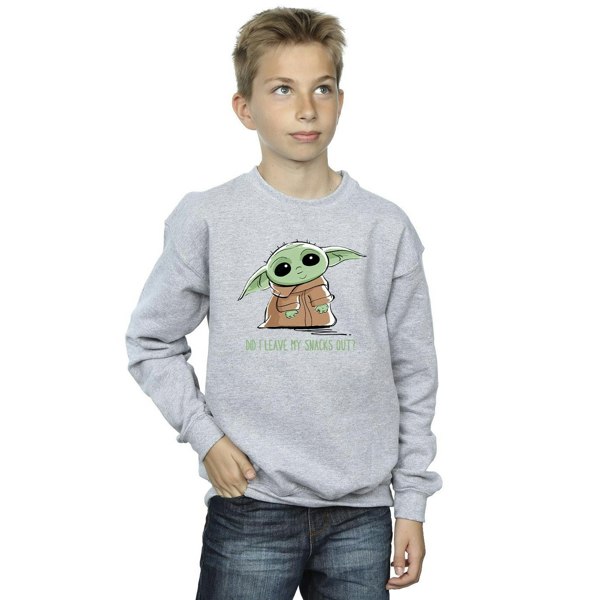 Star Wars Boys The Mandalorian Grogu Snacks Meme Sweatshirt - Sports Grey