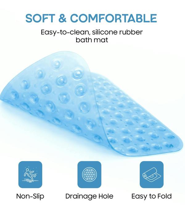 ADOV Corner Shower Mat, 54 x 54cm Curved Non Slip Bath Mat with Suction Cups and Drainage Holes
