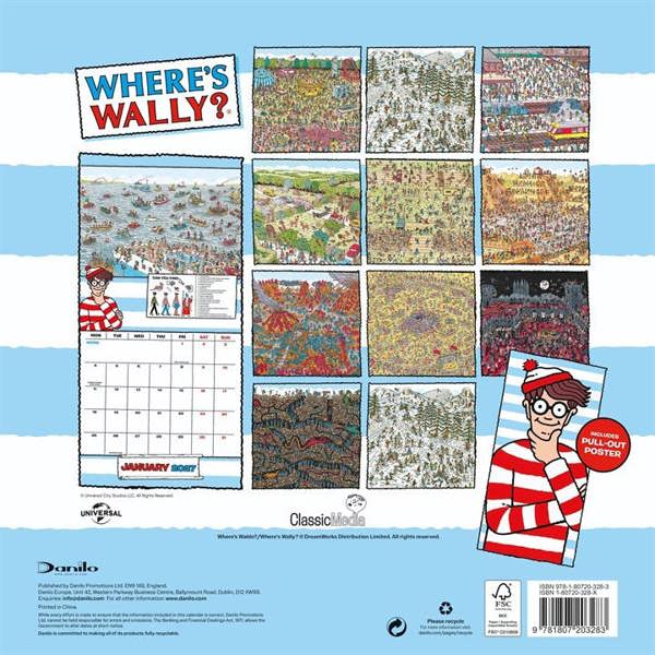 Where's Wally? Calendar 2027, Wall Calendars, Month To View, Family, Gift