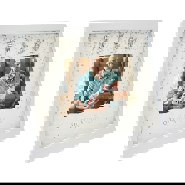 Modern Grandson 4x6 White Picture Frame with Silver Foil Falling Dots Image 2