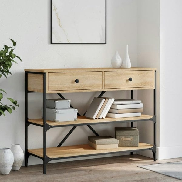 Berkfield Console Table with Drawers and Shelves Sonoma Oak Engineered Wood