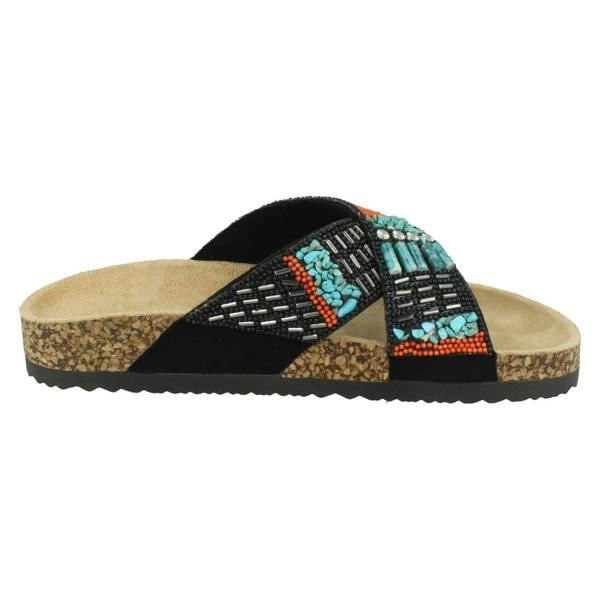 Spot On Ladies Spot On Beaded Mules F00347