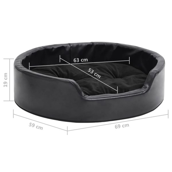 Berkfield Dog Bed Black 69x59x19 cm Plush and Faux Leather
