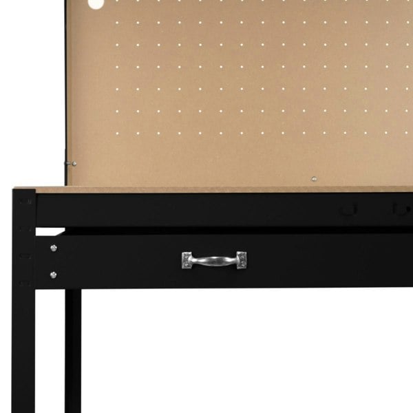 Monster Racking Workbench with Pegboard, Drawer & Light – Black