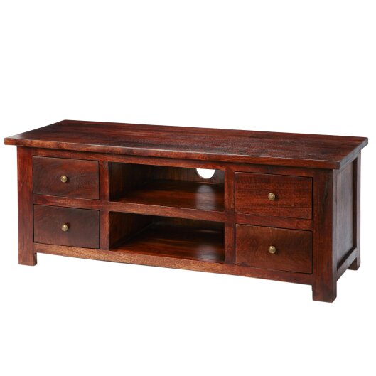 Wyld Haus Oxford Mahogany Mango Wood TV Unit 4 Drawers 2 Shelves