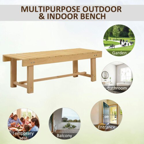 Wyld Haus Liveba 110cm Fir Wood Natural Backless 2 Seater Garden Bench Set With Slatted Seats