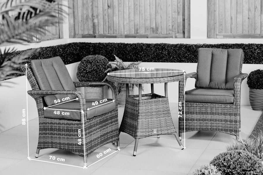 Giardino Arizona Rattan Garden Bistro Set Patio Table and Chairs