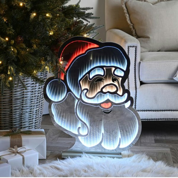 Samuel Alexander 60cm Light up Santa's Face Infinity Christmas Decoration with Red & White LEDs