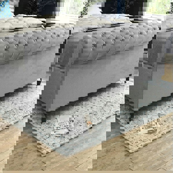 Casa Magna Sienna Sleigh Upholstered Soft Velvet Bed Frame - Grey