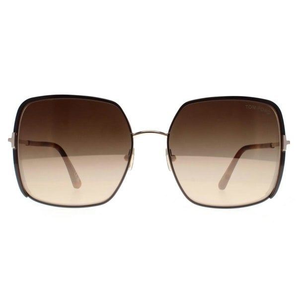 Tom Ford Sunglasses Raphaela FT1006 48F Shiny Dark Brown Brown Gradient