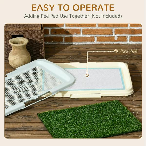 Puppy training pad with removable tray and grid panel, plus grass pad piece