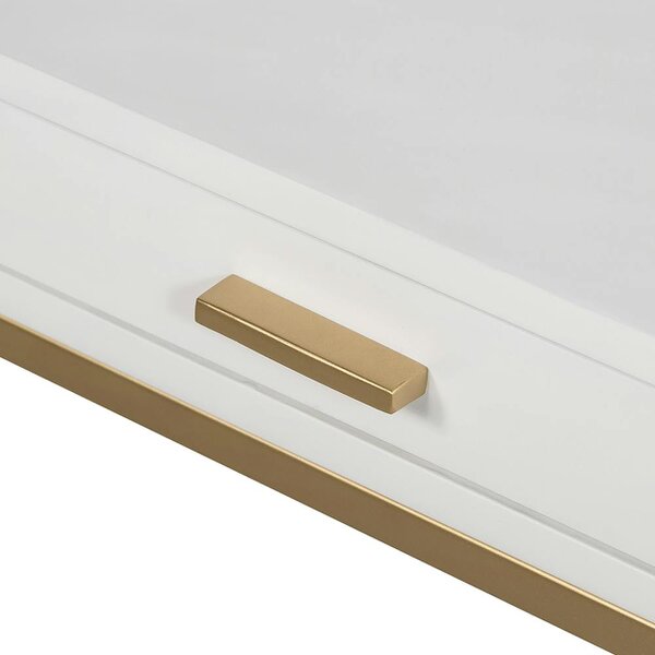 Wyld Haus Ravenna White Gloss and Gold Bedside Table with Drawer