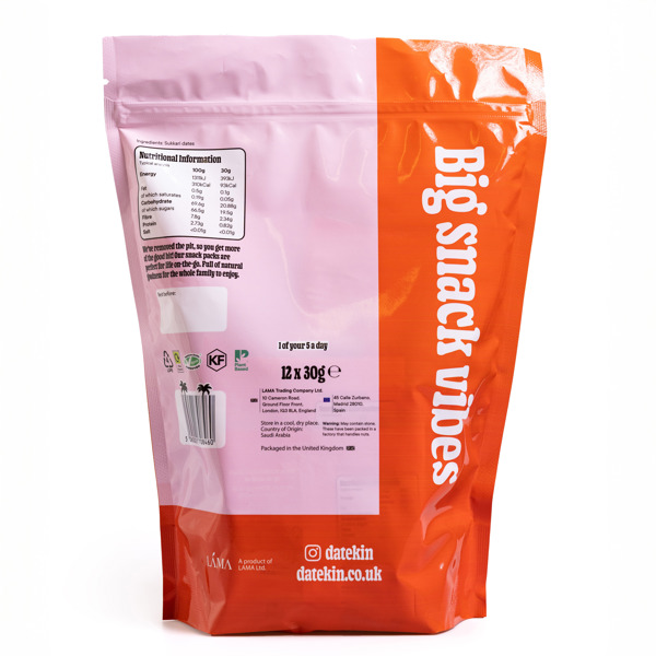 Datekin Sukkari Dates Family Bag (12 x 30g Packs) – Premium Soft Golden Dates | Healthy on-the-go Snacks | 100% Natural Superfood