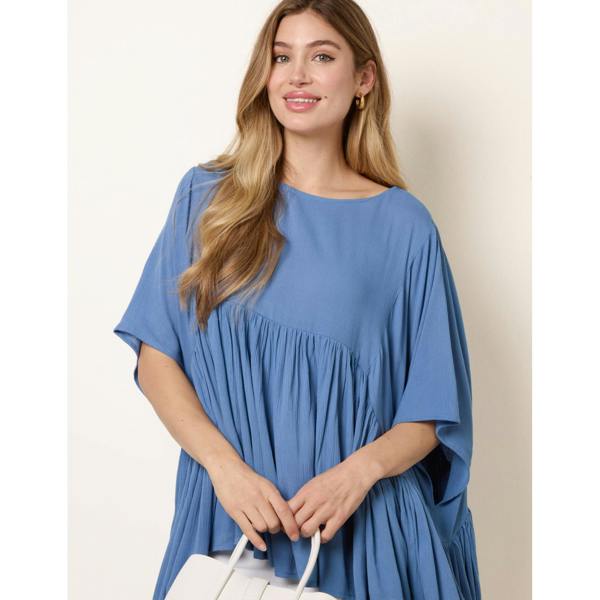 Blue Vanilla Gathered Oversized Top