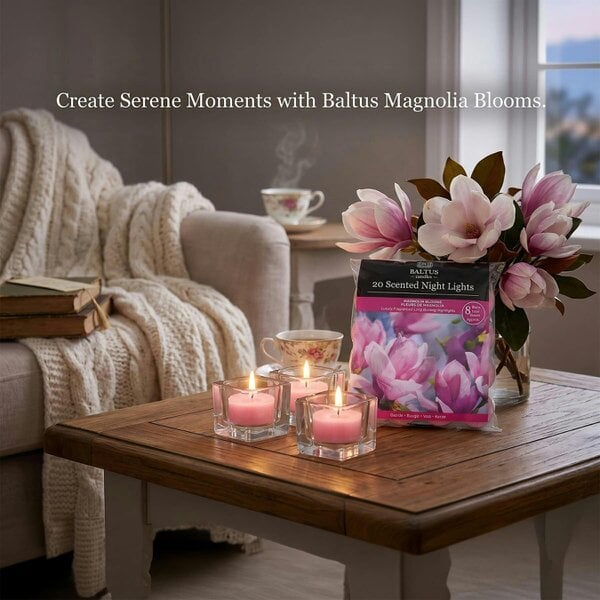 Baltus Magnolia Blooms Scented Tealight Candles, Pack of 20, Up to 8 Hour Burn Time