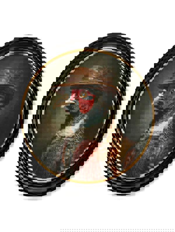 Exceptional Art Baron Von Beak - Huntsman Pheasant Oxford round frame