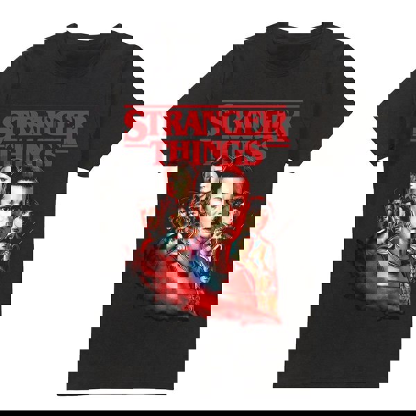 Stranger Things Mens Hawkins Heroes Poster T-Shirt - Black