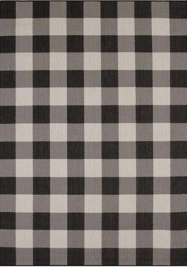 Black Checkered Outdoor Rug for Garden | The Rugs