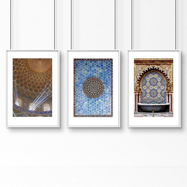 Islamic Art geometry | set of 3 Bedroom wall art