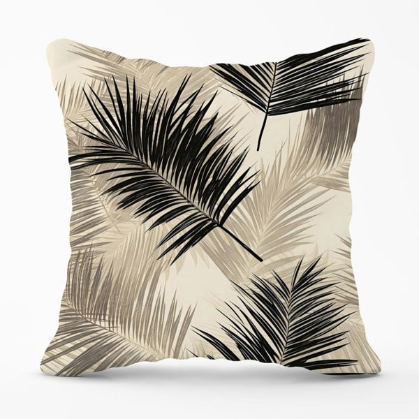 Warren Reed Black And White Tropical Palm Leaves Cushions