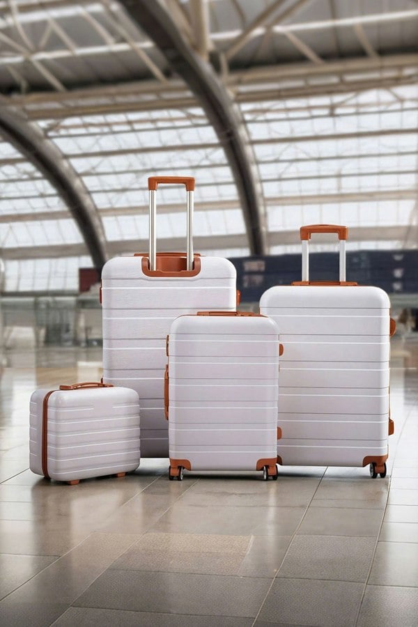 Living and Home 4PCS Color-Block Lockable Travel Suitcase Set