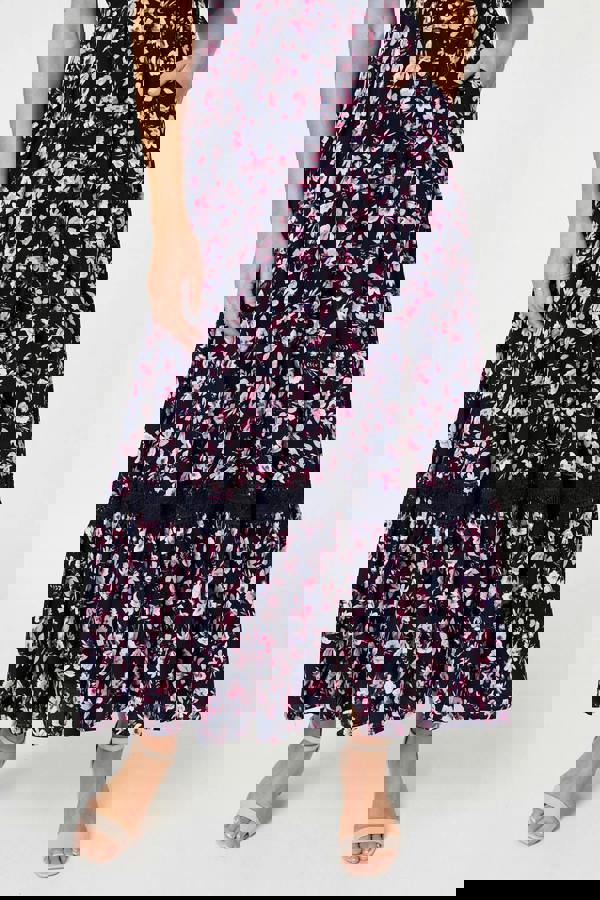 Navy | Floral Pocket Detail Maxi Dress