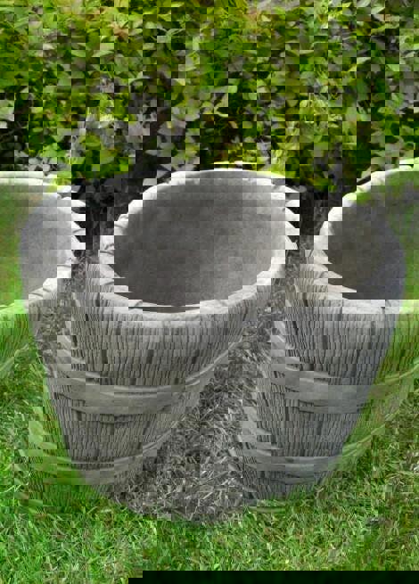 Small Half Barrel Stone Garden Planter