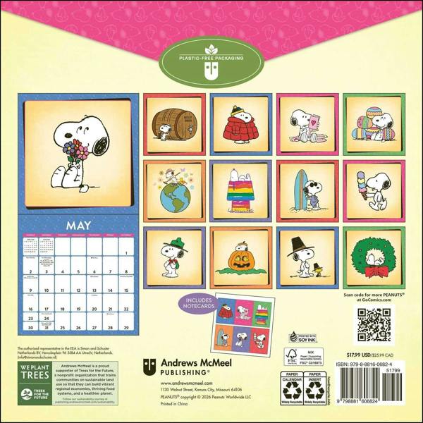 Peanuts/Snoopy Calendar 2027 (with notecards)