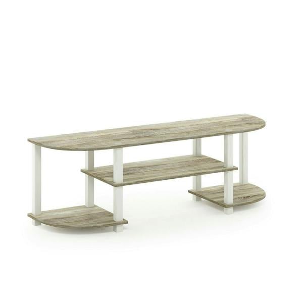 WALPLUS Turn S Tube Wide TV Entertainment Center, Sonoma Oak/White | TV Stand Unit for Entertainment Storage and Living Room Setup