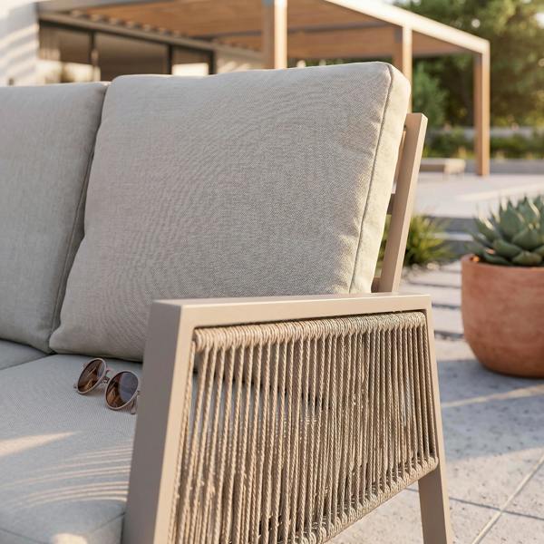 Dellonda Fusion 4 Piece Outdoor Aluminium Corner Sofa Set, Light Grey - DG57