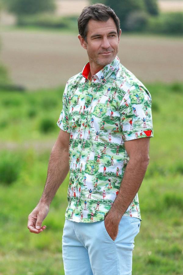 GOLF FAIRWAY PRINT SHORT SLEEVE SHIRT – Premium Men's Patterned Shirt by Claudio Lugli | Bold Design, Tailored Fit, Best Printed Shirts