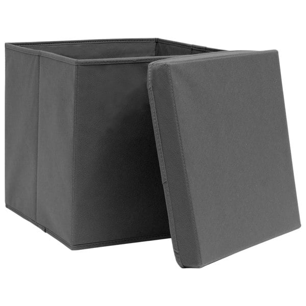 Berkfield Storage Boxes with Lids 10 pcs Grey 32x32x32 cm Fabric