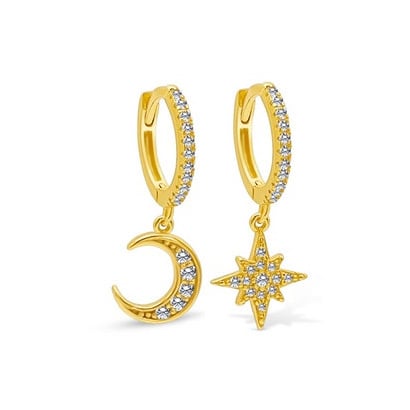 Gold Trip Moon & Star Huggie Hoops