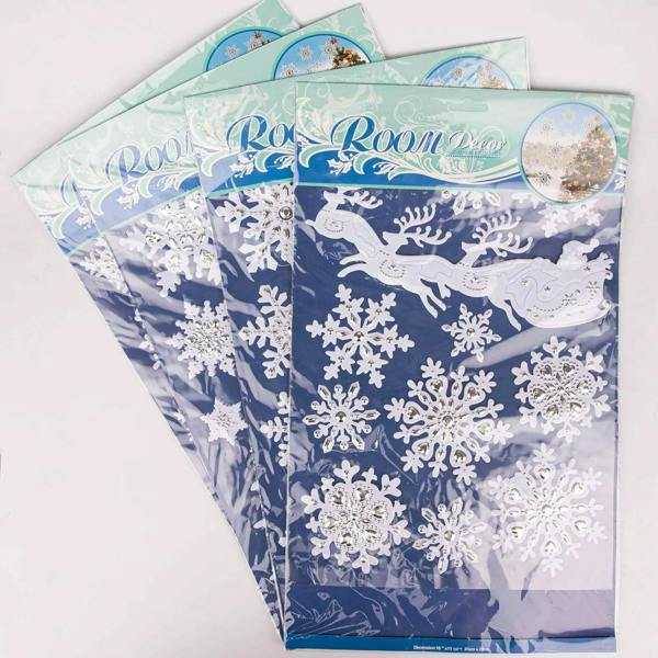 4 Pack 3D Christmas Window Stickers Snowy White and Silver Festive Scene Decorations image 1