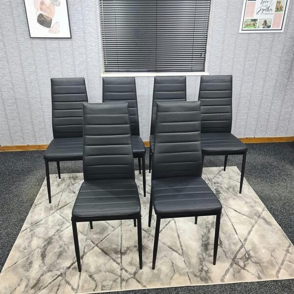 Kosy Koala Dining Chairs Set of 6 Black Faux Leather Kitchen Chairs Dining Room Furniture