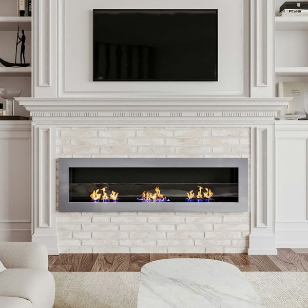 55 Inch Bio Ethanol Fireplace White Grey Black Mounted Inset Wall Biofire Bio Ethanol Fireplaces Living and Home