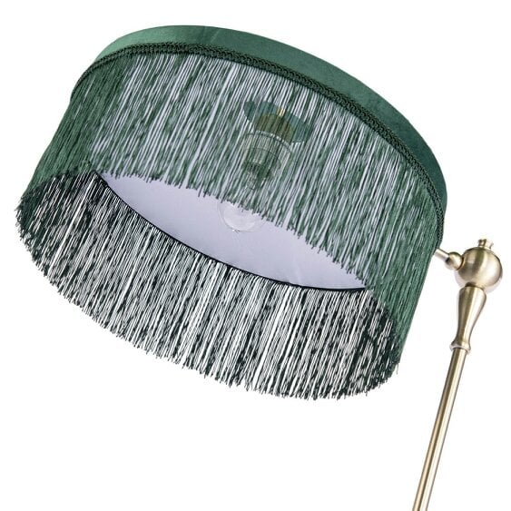 Happy Homewares Classic Antique Brass Victorian Inspired Floor Lamp with Green Shade