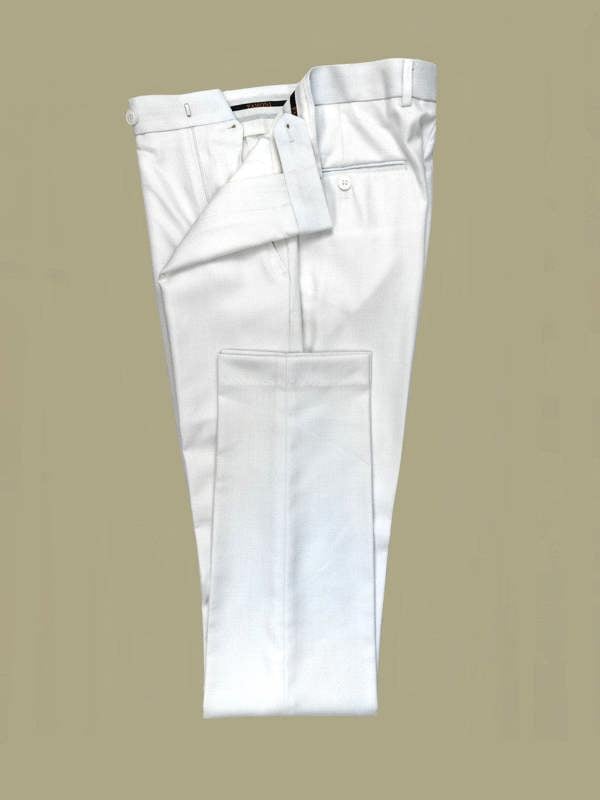 Men’s Slim Fit White Double-Breasted Wool-Blend Suit with Gold Buttons