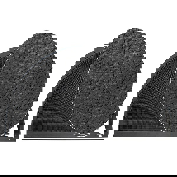 JVL Sesia Black Rubber Stud Half Moon Outdoor Scraper Doormat, 40x70cm