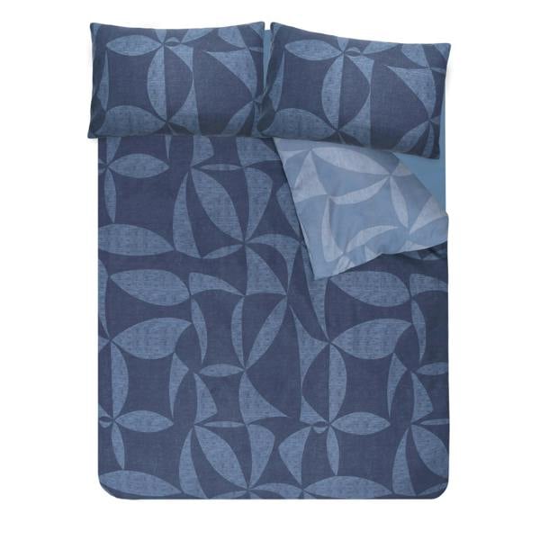 Smart Living Cutout Textured Geo Duvet Cover With Pillowcases - Blue
